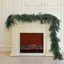 Norfolk Pine Garland Artificial Real Touch Green Thick Faux Norfolk Pine & Cedar 9FT Greenery Christmas Decor for Mantle Fireplace Wall Table Railings Indoor Outdoor Xmas Decorations