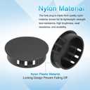 uxcell 50pcs Nylon Plastic Hole Plugs, 1-1/2"(38mm) Round Drill Screw Hole Plugs Covers Knockout Locking Plastic Plugs Insert End Caps for Kitchen Cabinet Furniture, Black