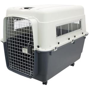 SportPet Designs Plastic Kennels Rolling Plastic Wire Door Travel Dog Crate, XXL