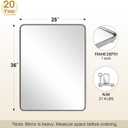 ANDY STAR 28x36 INCH Chrome Bathroom Mirrors, Polished Chrome Bathroom Mirror, Rounded Rectangle Mirror, Anti-Rust SUS304, Tube Metal Frame, 1 Deep Wall Mounted Vertically/Horizontal for Bathroom