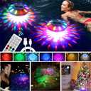Rechargeable Floating Pool Lights (2 Pack) - Pool Light that Float with Vibrant RGB Colors, IP68 Waterproof Pool Lights, Upper and Lower Color Changing Floating Led Lights for Pond, Bathtub and Party