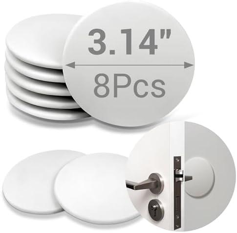 Door Stoppers - 3.14" White Door Stoppers for Wall (8 Pack), with Heavy-Duty Adhesive - Wall Protector & Shock-Absorbent Protectors from Door Knobs - Prevents Scratches on Walls & Doors