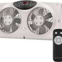 Bionaire Window Fan with Reversible Airflow Blades – 3-Speed Settings, Programmable Thermostat, LED Display, Remote Control, Fits 24–36" Windows, No Assembly Required
