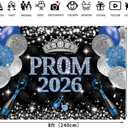 Prom Night Backdrop Prom 2026 Photography Background Black Blue Congrats Grad Class of 2026 Graduation Party Decoration (Blue, 8x6ft)