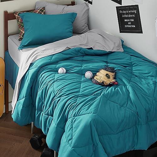 Bedsure Twin XL Comforter Set - 5 Pieces Reversible Grey Bedding, Twin XL Size Bed Set for All Seasons, Bed in a Bag with Down Alternative Comforter, Sheets, Pillowcase & Sham