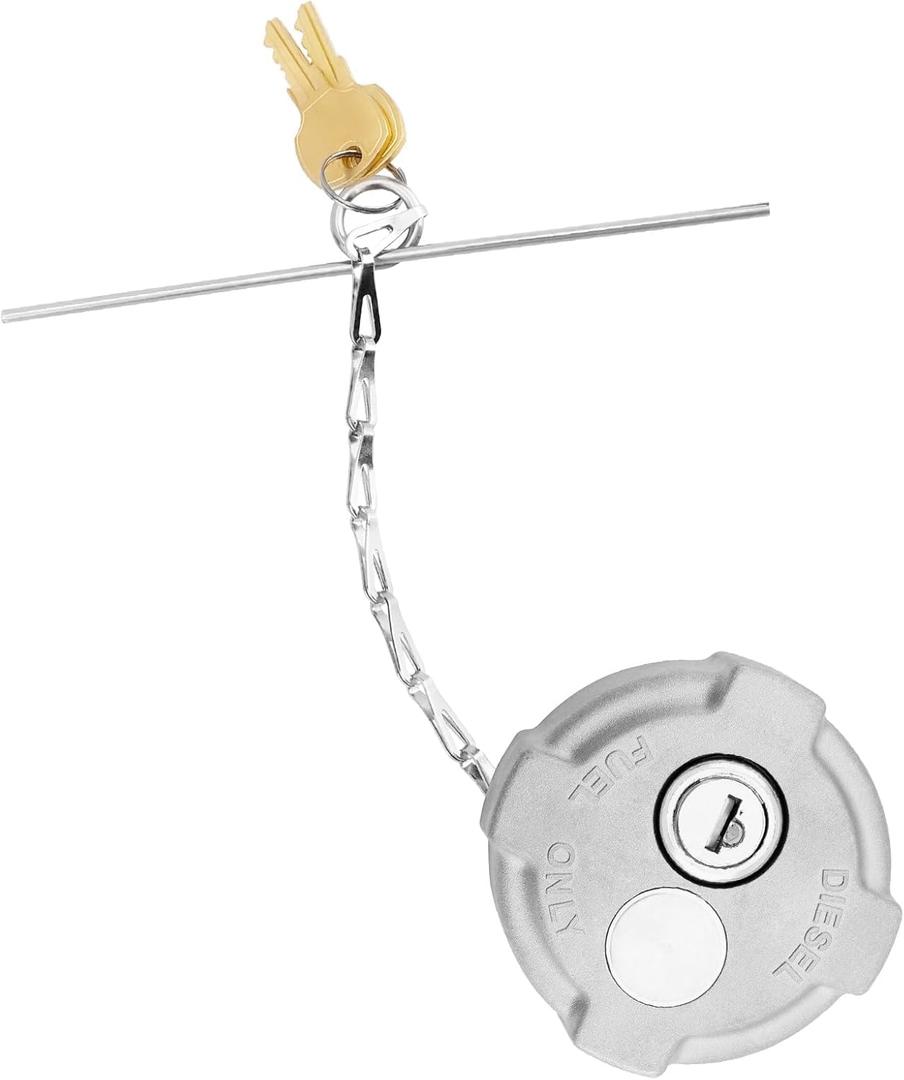 2 1/4" Locking Diesel Fuel Cap Compatible with Reefer Trailer, International MD Semi Trucks, Ford 650/750 Replace# FTA-C02 FTA-N-04 FTA-N6-16 FTA-N-73, With Rubber Seal Ring Safety Chain and 2 Keys