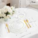 Hioasis 60pcs Clear Plastic Plates - Gold Rimmed Disposable, Hammered, Heavy-duty Dinnerware Set Suitable for 30 Guests, 10.25" Dinner & 7.5" Dessert Plates for Party & Wedding & Mothers Day
