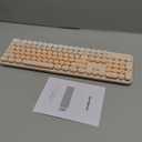 Wireless Keyboard and Mouse, Silent Keyboard Mouse Combo, Full-Sized Colorful Typewriter Keyboard with Round Keycaps, 2.4G Cute Mouse Compatible with PC/Laptop/Computer(Milk Tea)