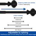 Curtain Rods for Windows 48-84 inch,3/4 inch Heavy Duty Adjustable Decorative Curtain Rod with Modern Finials,Window Rods for Bedroom, Living Room,Patio and Kitchen