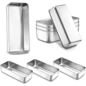 LIANYU 8 Pack Large 12x5 Inch Loaf Pans, Stainless Steel Bread Pans Set for Baking Sourdough Bread, Meatloaf, Cake, Brownies, Durable & Non Toxic Metal Bakeware, Dishwasher Safe