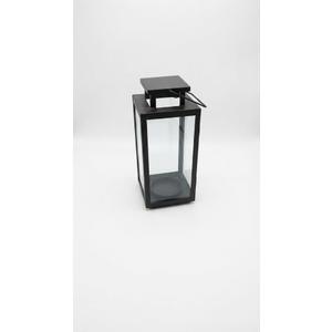 Modern Black Metal Glass Candle Lantern 12" (Decorative Home & Patio Decor)