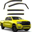 in-Channel Window Rain Guards Fit for Truck Dodge RAM 1500 (New Body Style Includes TRX) 2019-2025 Crew Cab Extra Durable Window Deflectors Vent Visors Shades Exterior Car Accessories