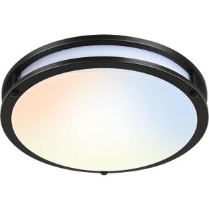 hykolity 16 inch Dimmable LED Flush Mount Ceiling Light, Oil Rubbed Bronze, 36W, 2200LM, 2.7/3/3.5/4K/5K Adjustbale, 120Light Angle, CRI90, Ceiling Lamp for Bedroom, Kitchen, Office,ETL Listed