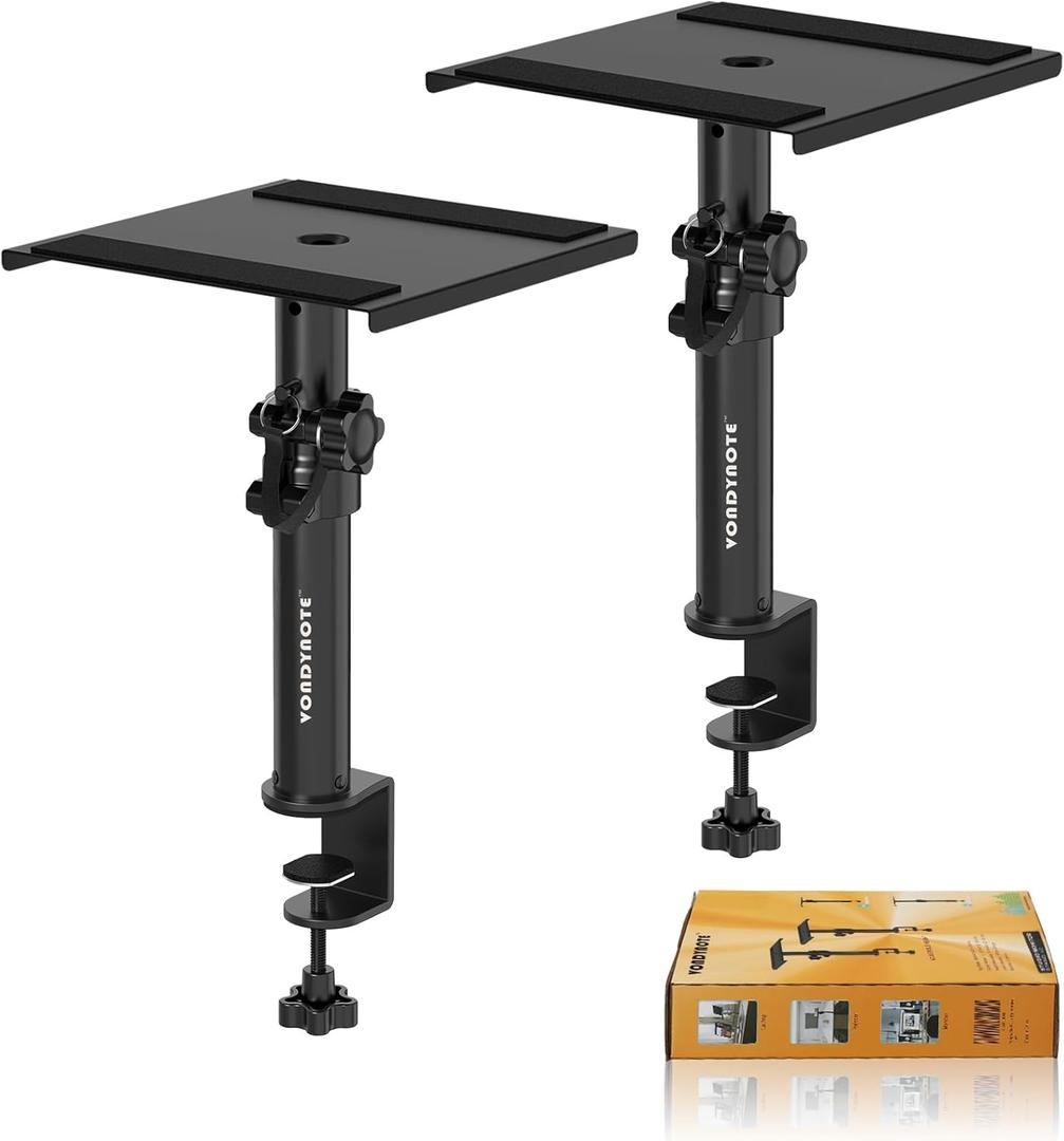 Set of 2 Desktop Clamp Speaker Stands Short Studio Monitor Stands Height Adjustable
