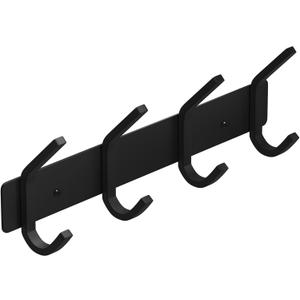 VAEHOLD Wall Hooks, Heavy Duty Aluminum Towel Hooks for Hanging Coat, Hat, Key, Clothes, Closet Hook Wall Mount for Kitchen, Bathroom, Office (C Shape Coat 4 Hooks 1 Pack)