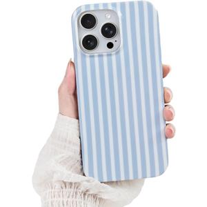 Compatible with iPhone 16 Pro Case,Cute Aesthetic Striped Pattern Cover for Women Girls,Soft TPU Shockproof Protective Stylish Kawaii Phone Case for iPhone 16 Pro 6.3",Blue