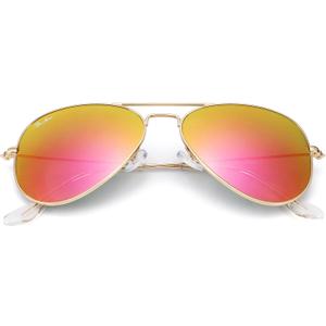 Pro Acme Classic Aviator Sunglasses for Women & Men Glass Lens Metal Frame UV400 Driver Sunglasses B8 Orange Red Mirrored/Plastic/Polarized 58mm