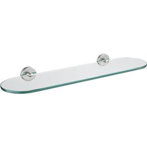 JQK Bathroom Glass Shelf, Tempered Glass Shower Storage 20 by 5 inches, 304 Stainless Steel Brushed Finish Wall Mount, TGS121L20-BN