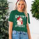 Christmas Shirts for Women Funny Merry Xmas Holiday Short Sleeve Tee Tops (Green, M)