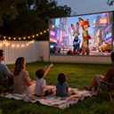 Outdoor Projector Screen with Stand, 120 inch Portable Projection kit 16:9 4K HD Wrinkle-Free Indoor Outdoor Movie Screen with Carry Bag for Home Theater and Backyard Movie Night