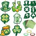 HABDJILTY 36PCS St Patrick's Day Crafts Kit,Paper Shamrock Suncatchers, Window Stained Glass Effect Art Supplies,St Patrick's DIY Kits for Holidays Party Home Classroom Crafts Creative Activities