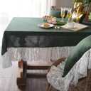 ARTMAGIC French Ruffled Tablecloth with Embroidery Floral Lace Rectangle TableCloths Washable Farmhouse Decor for Home Holiday Party Dining Room (Viridian Green, 52"x70")