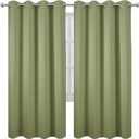 Blackout Curtains 66 x 72 Inch Long Sage Green Curtains Set of 2 Panels Room Darkening Curtains for Bedroom and Living Room