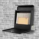 Wall-Mount Mailbox for House Outside, Security Key Drop Box with Lock and Keys, Steel Metal Mail Box with Newspaper Compartment, 14.57 x 14.57 x 4.33 Inch, Black, MD021 X-Large