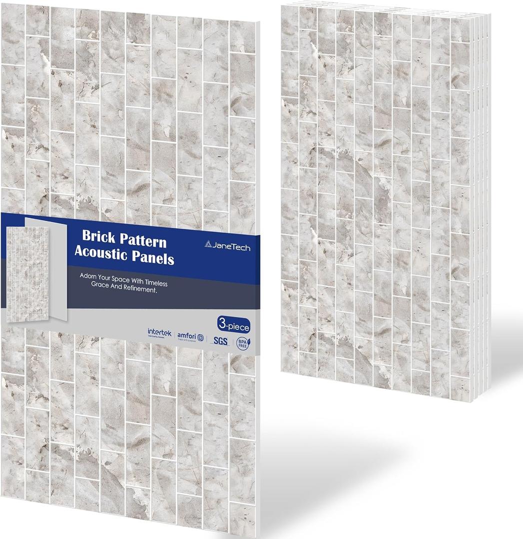Pack of  3 Acoustic Wall Panels 48" X 24" X 0.4" Acoustical Wall Panels Decorative Sound Absorbing Panels for Studios, Offices, Theaters, Adhesive