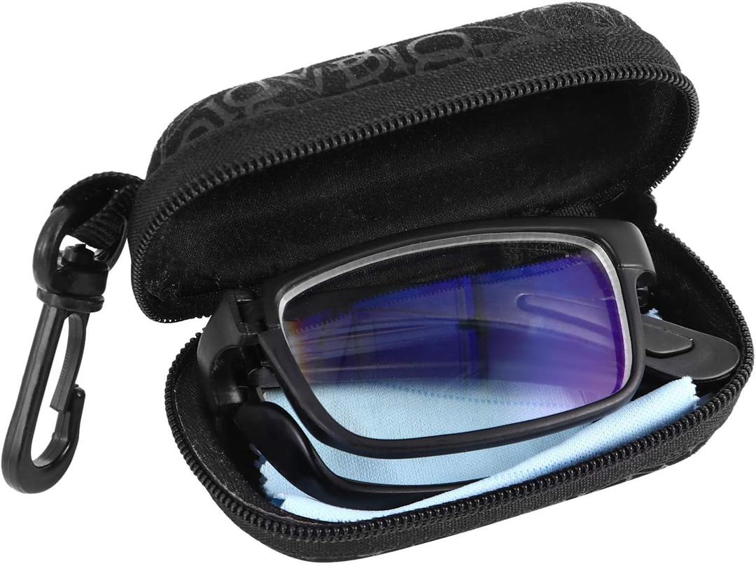 EXCEART Portable Folding Reading Glasses with Protective Case Unisex Myopia Eyewear for Reading Crafts Hobbies 5.51X1.37X0.59 Inch