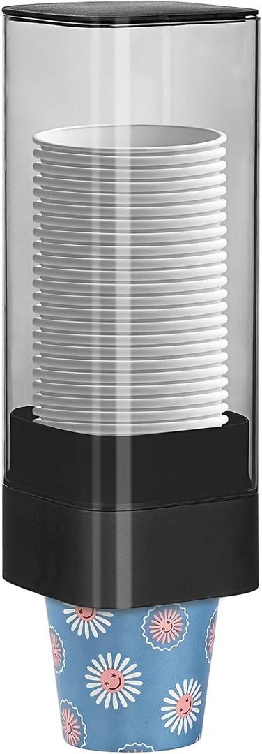MYITYARD Cup Dispenser, Pull Type Wall Mount Cup Holder for Water Cooler Fit 3oz-5oz Disposable Paper and Plastic Cups, Bathroom Mouthwash Cup Dispenser for Home, Office, Gym, Hospital (Black)