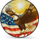 Rv Spare Tire Cover Wheel American Flag Eagle Sun Tire Covers Wheel Protectors Universal Fit for Camper RV SUV Truck Travel Trailer Accessories Waterproof Cover 15 inch for Diameter 27-29in