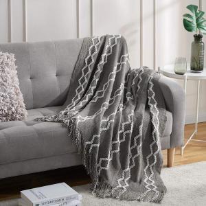 BOURINA Fluffy Chenille Knitted Fringe Throw Blanket Lightweight Soft Cozy for Bed Sofa Chair Throw Blankets Grey 60" x 80" (60"80", A-grey)