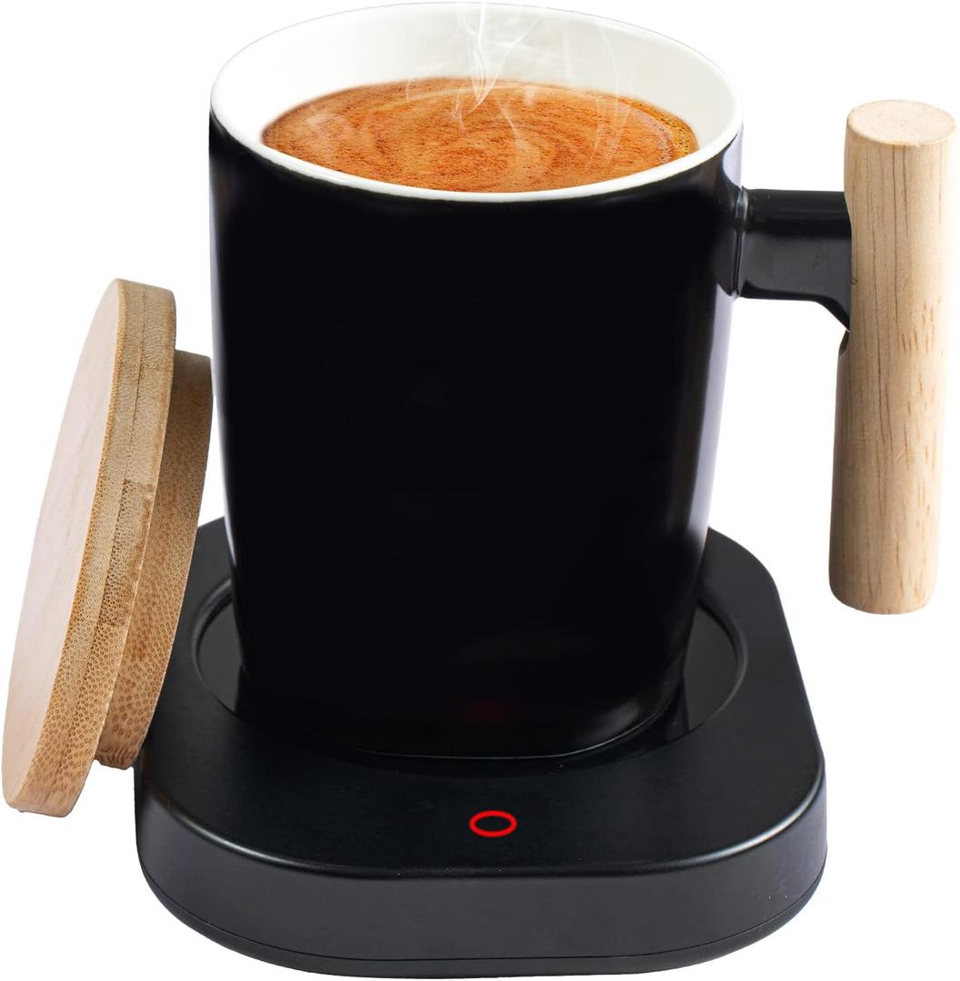 HOWAY Coffee Warmer & Mug Set, Cup Heater for Desk Temperature Control and Smart Auto Shut Off, 14oz, Two temperatures