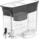Waterdrop 35-Cup Slim Water Filter Dispenser, Large Capacity Water Filter Pitcher, 200-Gallon Long-Life, 5X Lifetime, Reduces Chlorine, PFOA/PFOS and More, BPA Free, Black (with 1 Filter)