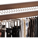 StorageWorks Tie Rack with 20 Hooks, 2-Pack Wall-Mounted Wooden Hangers for Neckties, Belts, Hats, Natural Walnut Color
