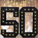 LOBOOM 4FT Black Marquee Number 50, LED Light Up Numbers for 50th Birthday Party Decorations, 4 Feet