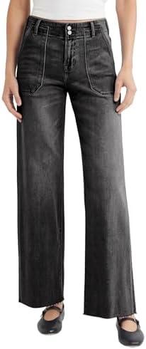 EMMIOL Baggy Jeans Women Straight Leg Mid Rise Boyfriend Wide Leg High Waisted Cute Trendy Y2K Loose Fit Pants Stretchy, Size 2XL