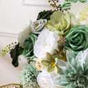 Floweroyal Artificial Flowers Combo Green Flowers Mix Silk Flowers Dahlia Roses with Stems for DIY Wedding Bridal Bouquets, Baby Shower, Floral Arrangement, Table Centerpieces, Home Decorations.
