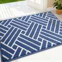 OLANLY Indoor Door Mat, 36x24 Inch, Dirt Resistant and Absorbent, Non-Slip Rubber Backing Floor Mats, Easy Clean Low-Profile Doormat for Entryway, Front Door, and Inside Entrance, Navy
