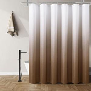 Naturoom Brown Shower Curtains Brown and White Curtains for Bathroom Ombre Waffle Curtain Tan Cloth Shower Drape Liner Taupe Earth Tone Bath Curtain Water Repellent  Brown, 72"W x 72"L (Pack of 1)