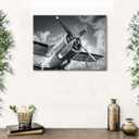 Black and White Wall Art Airplane Wall Decor Vintage Aviation Pictures Airplane Propeller Canvas Prints Painting Retro Military Fighter Poster Artwork for Men Office Living Room Home Decoration 12x16