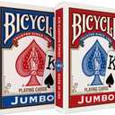 Bicycle Jumbo Index Playing Cards , 2 Pack Large Print Poker Size Deck of Cards for Easy Reading, Family Card Games, and Casino Play