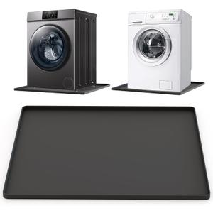 Washing Machine Drip Pan Silicone Mat 27''x27'',Non-Slip Washer Drip Tray, Washer Tray for Floor Protection, Under Washing Machine Tray Pan Prevent Water Leakage-Black