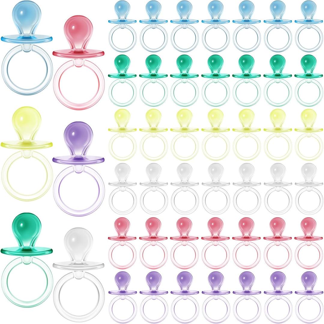 Jetec 48 Pieces 2.5 Inch Acrylic Baby Pacifiers Gender Reveal Party Decorations for DIY Baby Shower Birthday Party Favors(Pink, Blue, Clear, Yellow, Green, Purple)