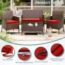 3 Pack of Outdoor Seat Cushion Replacement Set Suitable for 4 Pieces of Wicker Rattan Furniture Terrace Guest Set Sofa Chair (36x18x2, 18x18x2), Only Cover Red