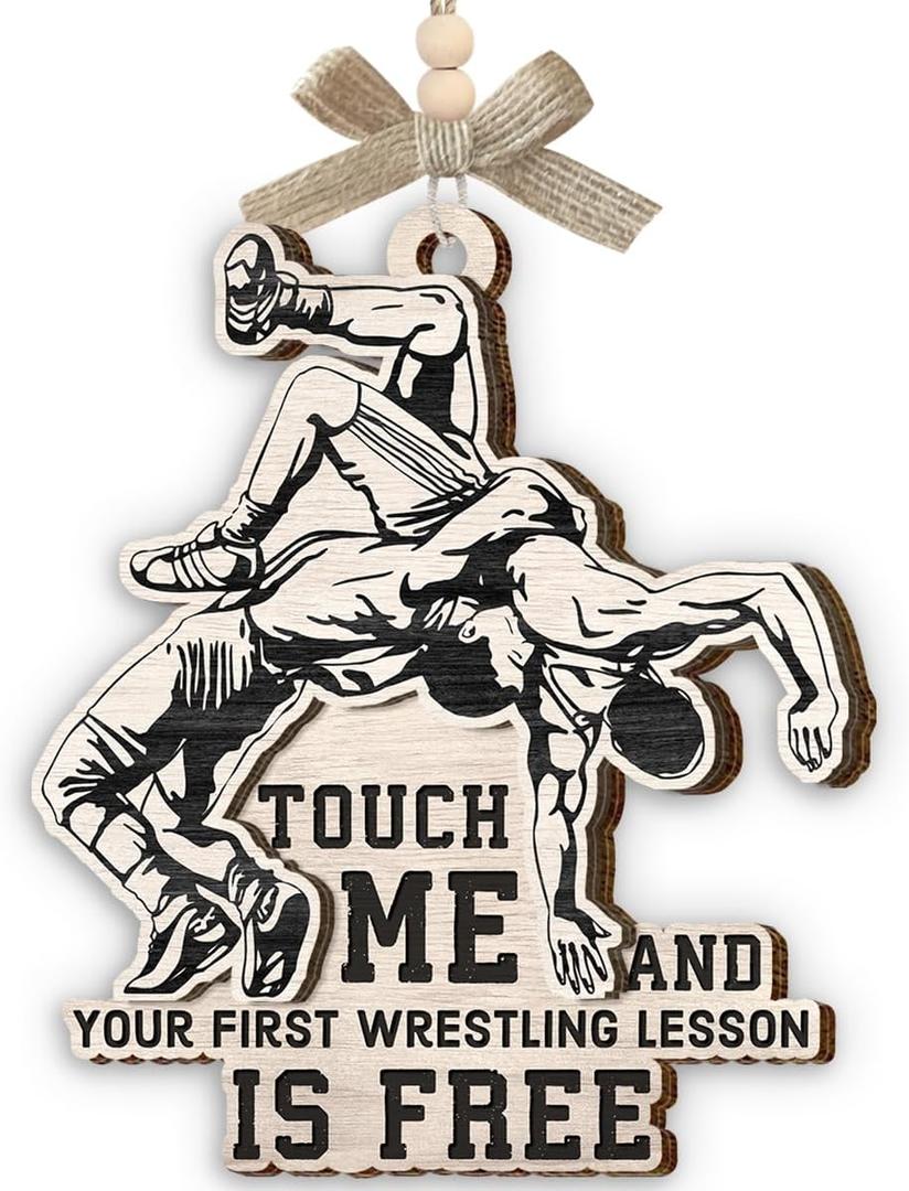 Wrestling Christmas Ornaments 2025 - Unique Wrestling Gifts for Friends and Family, Inspirational Gifts for Men, Boys, Kids, Sport Fans, Coaches, Wooden Ornaments for Christmas Decorations