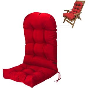 Waterproof Adirondack Chair Cushion,44inch Rocking Chair Cushion,High Back Patio Cushions Indoor and Outdoor Furniture Chair Cushions Pads with Ties (Red)