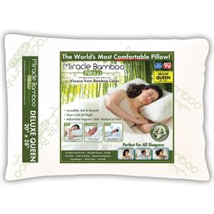 Ontel Miracle Shredded Memory Foam Pillow with Viscose from Bamboo Cover, Queen, White (Queen (Pack of 1))