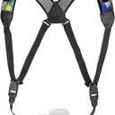 USA Gear DSLR Camera Strap Chest Harness with Quick Release Buckles, Geometric Neoprene Pattern and Accessory Pockets - Compatible with Canon, Nikon, Sony Point and Shoot and Mirrorless Cameras 